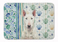 White Bull Terrier Coastal Sea Glass Memory Foam Kitchen Mat Machine Washable Anti-Fatigue Cushion Comfort Bath or Kitchen Rug