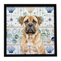 Bullmastiff Coastal Sea Glass Framed Metal Print Bathroom, Kitchen, Office, Home Decor Wall Art Ready to Hang, Square, 8X8