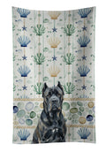 Cane Corso Coastal Sea Glass Kitchen Towel Velour Plush Front and Cotton Loop Back Machine Washable
