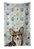 Brindle Cardigan Welsh Corgi Coastal Sea Glass Kitchen Towel Velour Plush Front and Cotton Loop Back Machine Washable