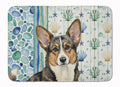 Brindle Cardigan Welsh Corgi Coastal Sea Glass Memory Foam Kitchen Mat Machine Washable Anti-Fatigue Cushion Comfort Bath or Kitchen Rug