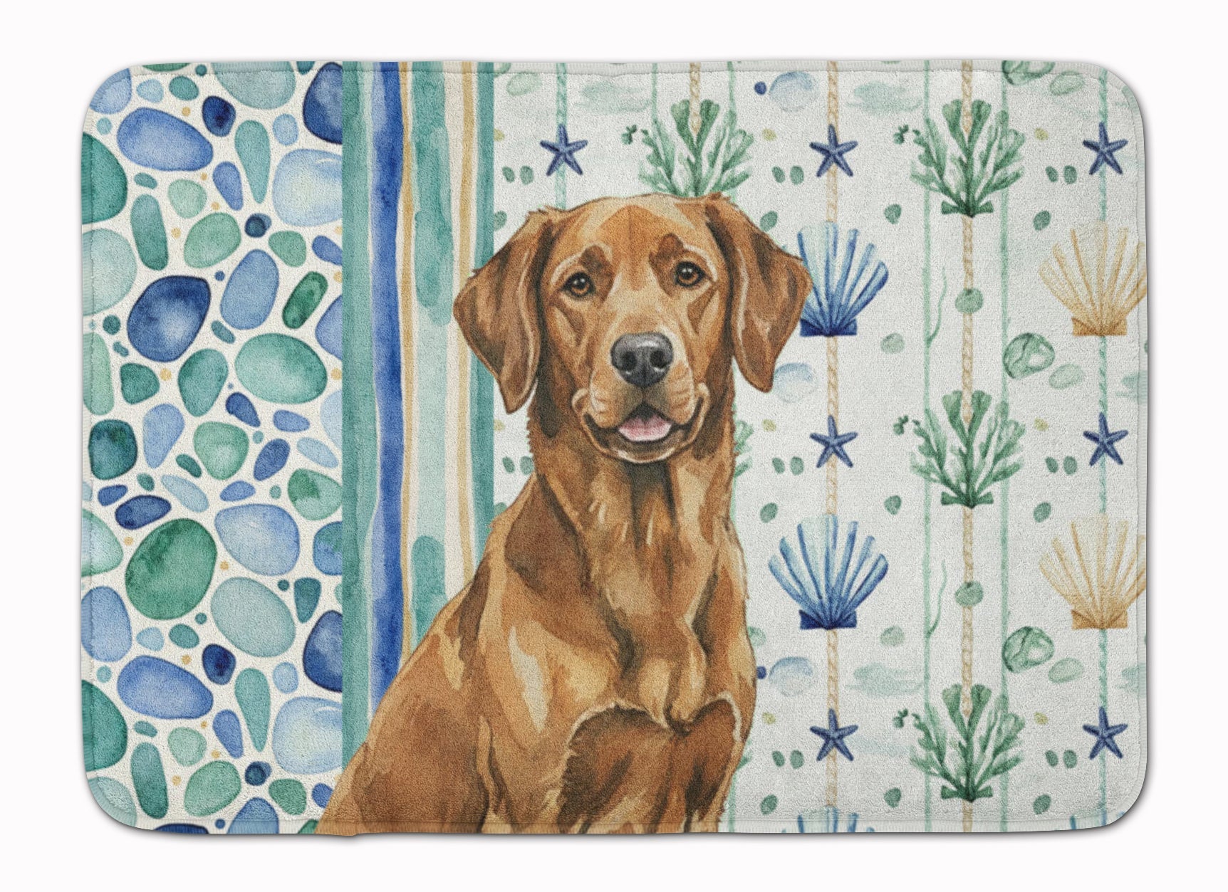 Chesapeake Bay Retriever Coastal Sea Glass Memory Foam Kitchen Mat Machine Washable Anti-Fatigue Cushion Comfort Bath or Kitchen Rug