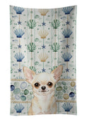 Cream Chihuahua Coastal Sea Glass Kitchen Towel Velour Plush Front and Cotton Loop Back Machine Washable
