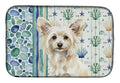 Powderpuff Chinese Crested Coastal Sea Glass Dish Drying Mat Absorbent Dish Drying Mat Pad for Kitchen Counter Dish Drainer Mat for Countertop, 14 x 21", Multicolor