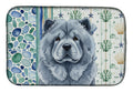 Blue Chow Chow Coastal Sea Glass Dish Drying Mat Absorbent Dish Drying Mat Pad for Kitchen Counter Dish Drainer Mat for Countertop, 14 x 21", Multicolor