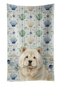Cream Chow Chow Coastal Sea Glass Kitchen Towel Velour Plush Front and Cotton Loop Back Machine Washable