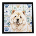Cream Chow Chow Coastal Sea Glass Framed Metal Print Bathroom, Kitchen, Office, Home Decor Wall Art Ready to Hang, Square, 8X8