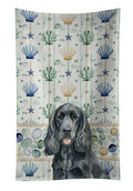 Black Cocker Spaniel Coastal Sea Glass Kitchen Towel Velour Plush Front and Cotton Loop Back Machine Washable