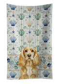 Buff Cocker Spaniel Coastal Sea Glass Kitchen Towel Velour Plush Front and Cotton Loop Back Machine Washable