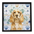 Buff Cocker Spaniel Coastal Sea Glass Framed Metal Print Bathroom, Kitchen, Office, Home Decor Wall Art Ready to Hang, Square, 8X8