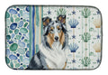 Blue Merle Collie Coastal Sea Glass Dish Drying Mat Absorbent Dish Drying Mat Pad for Kitchen Counter Dish Drainer Mat for Countertop, 14 x 21", Multicolor