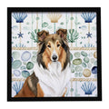 Sable Collie Coastal Sea Glass Framed Metal Print Bathroom, Kitchen, Office, Home Decor Wall Art Ready to Hang, Square, 8X8