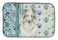 White Collie Coastal Sea Glass Dish Drying Mat Absorbent Dish Drying Mat Pad for Kitchen Counter Dish Drainer Mat for Countertop, 14 x 21", Multicolor
