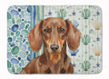Chocolate and Tan Dachshund Coastal Sea Glass Memory Foam Kitchen Mat Machine Washable Anti-Fatigue Cushion Comfort Bath or Kitchen Rug
