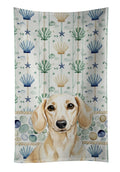 Cream Dachshund Coastal Sea Glass Kitchen Towel Velour Plush Front and Cotton Loop Back Machine Washable