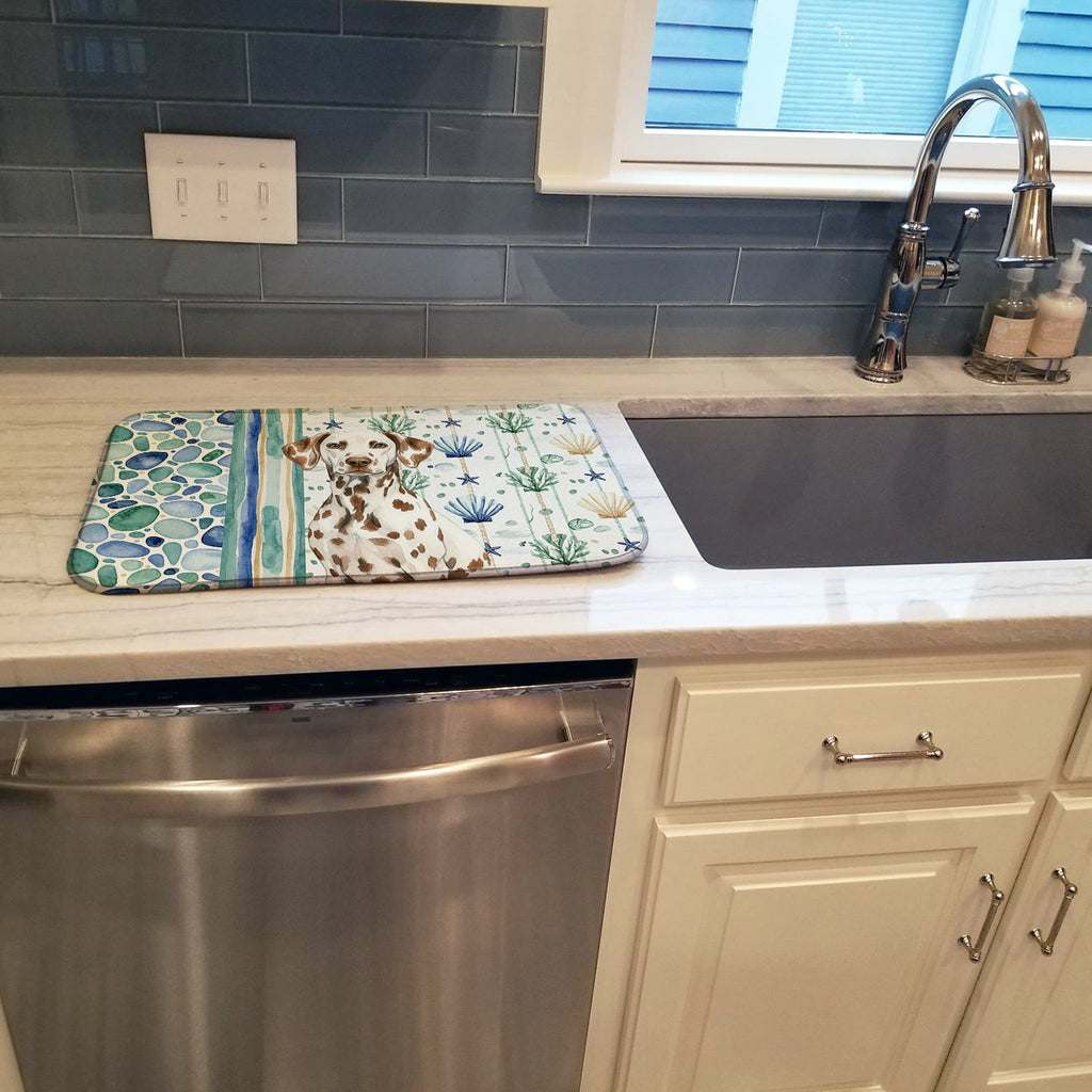 Liver Dalmatian Coastal Sea Glass Dish Drying Mat Absorbent Dish Drying Mat Pad for Kitchen Counter Dish Drainer Mat for Countertop, 14 x 21", Multicolor