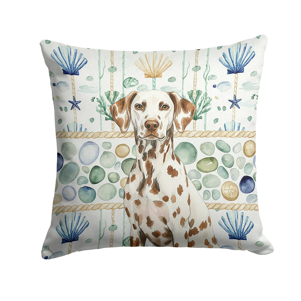 Liver Dalmatian Coastal Sea Glass Decorative Throw Pillow 18x18 Indoor Outdoor Accent Cushion, Fabric Cover with Insert for Sofa, Bed, Porch & Living Room