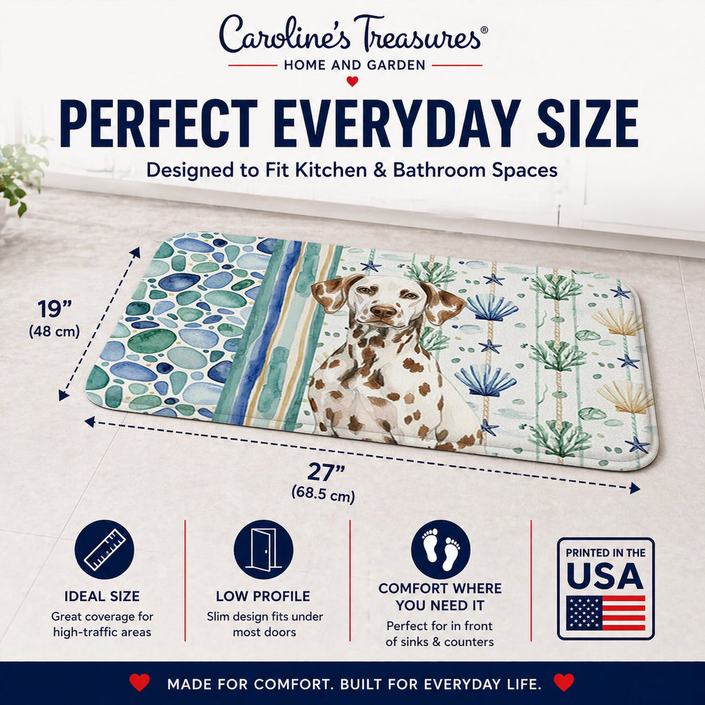 Liver Dalmatian Coastal Sea Glass Memory Foam Kitchen Mat Machine Washable Anti-Fatigue Cushion Comfort Bath or Kitchen Rug
