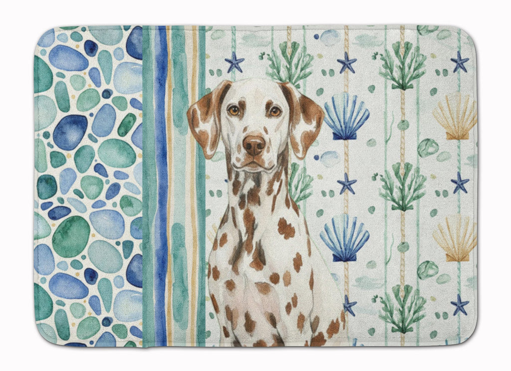 Liver Dalmatian Coastal Sea Glass Memory Foam Kitchen Mat Machine Washable Anti-Fatigue Cushion Comfort Bath or Kitchen Rug