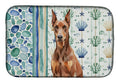 Red Doberman Pinscher Coastal Sea Glass Dish Drying Mat Absorbent Dish Drying Mat Pad for Kitchen Counter Dish Drainer Mat for Countertop, 14 x 21", Multicolor