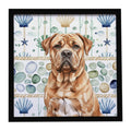 Dogue de Bordeaux Coastal Sea Glass Framed Metal Print Bathroom, Kitchen, Office, Home Decor Wall Art Ready to Hang, Square, 8X8
