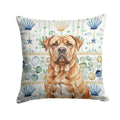 Dogue de Bordeaux Coastal Sea Glass Decorative Throw Pillow 18x18 Indoor Outdoor Accent Cushion, Fabric Cover with Insert for Sofa, Bed, Porch & Living Room