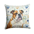Brindle and White English Bulldog Coastal Sea Glass Decorative Throw Pillow 18x18 Indoor Outdoor Accent Cushion, Fabric Cover with Insert for Sofa, Bed, Porch & Living Room
