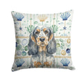 Blue Roan & Tan English Cocker Spaniel Coastal Sea Glass Decorative Throw Pillow 18x18 Indoor Outdoor Accent Cushion, Fabric Cover with Insert for Sofa, Bed, Porch & Living Room