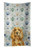 Golden English Cocker Spaniel Coastal Sea Glass Kitchen Towel Velour Plush Front and Cotton Loop Back Machine Washable