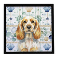 Lemon Roan English Cocker Spaniel Coastal Sea Glass Framed Metal Print Bathroom, Kitchen, Office, Home Decor Wall Art Ready to Hang, Square, 8X8