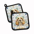 Lemon Roan English Cocker Spaniel Coastal Sea Glass Pot Holder Set of 2 Heat Resistant Quilted Hot Pads 7.5 x 7.5 Inch, Insulated Kitchen Trivets for Cooking & Baking