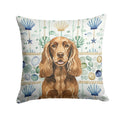 Liver English Cocker Spaniel Coastal Sea Glass Decorative Throw Pillow 18x18 Indoor Outdoor Accent Cushion, Fabric Cover with Insert for Sofa, Bed, Porch & Living Room