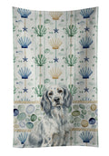 Blue Belton English Setter Coastal Sea Glass Kitchen Towel Velour Plush Front and Cotton Loop Back Machine Washable