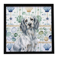 Blue Belton English Setter Coastal Sea Glass Framed Metal Print Bathroom, Kitchen, Office, Home Decor Wall Art Ready to Hang, Square, 8X8