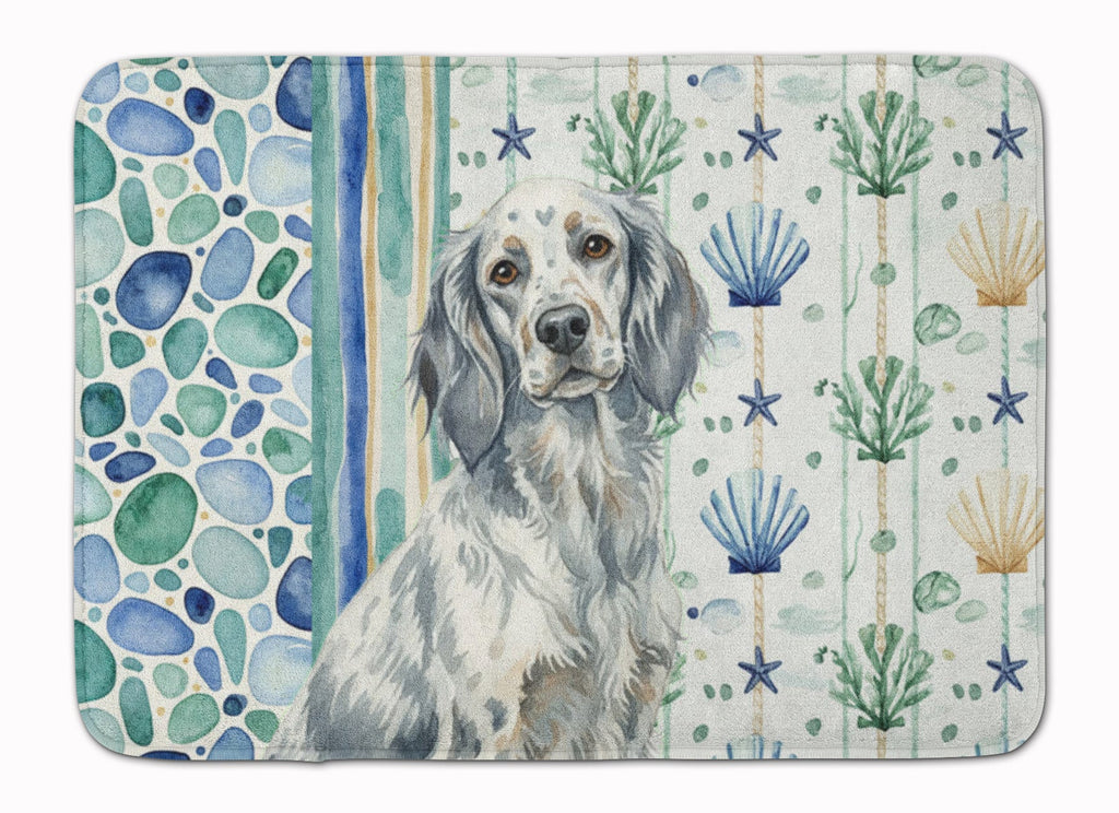 Blue Belton English Setter Coastal Sea Glass Memory Foam Kitchen Mat Machine Washable Anti-Fatigue Cushion Comfort Bath or Kitchen Rug