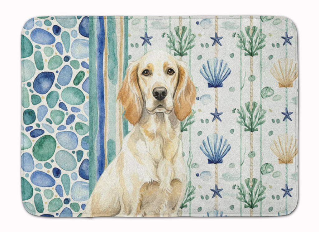 Lemon Belton English Setter Coastal Sea Glass Memory Foam Kitchen Mat Machine Washable Anti-Fatigue Cushion Comfort Bath or Kitchen Rug