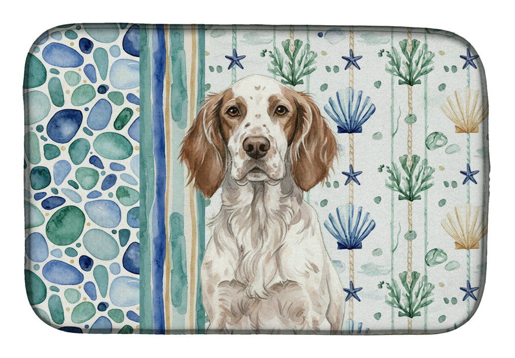 Liver Belton English Setter Coastal Sea Glass Dish Drying Mat Absorbent Dish Drying Mat Pad for Kitchen Counter Dish Drainer Mat for Countertop, 14 x 21", Multicolor