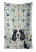 Black and White English Springer Spaniel Coastal Sea Glass Kitchen Towel Velour Plush Front and Cotton Loop Back Machine Washable