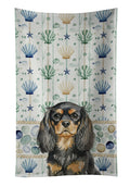 Black and Tan English Toy Spaniel Coastal Sea Glass Kitchen Towel Velour Plush Front and Cotton Loop Back Machine Washable
