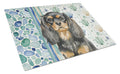 Black and Tan English Toy Spaniel Coastal Sea Glass Cutting Board Tempered Glass Kitchen Cutting Surface, Heat Resistant Chopping, Non-Slip Feet, Food Prep & Serving