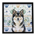 Finnish Lapphund Coastal Sea Glass Framed Metal Print Bathroom, Kitchen, Office, Home Decor Wall Art Ready to Hang, Square, 8X8