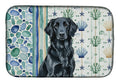 Black Flat-Coated Retriever Coastal Sea Glass Dish Drying Mat Absorbent Dish Drying Mat Pad for Kitchen Counter Dish Drainer Mat for Countertop, 14 x 21", Multicolor