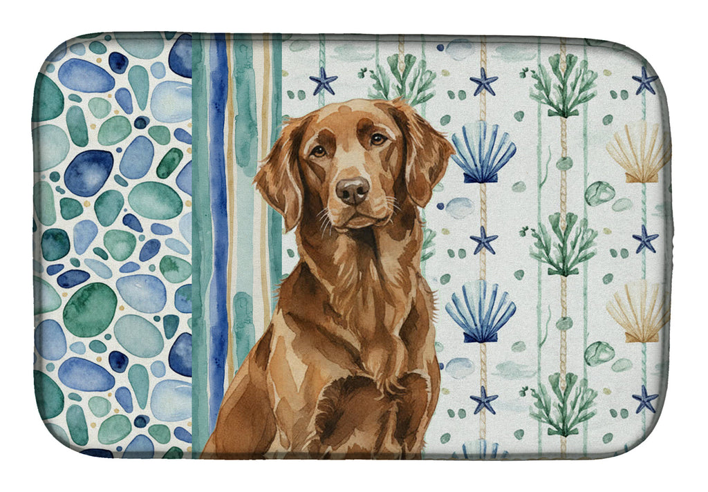 Liver Flat-Coated Retriever Coastal Sea Glass Dish Drying Mat Absorbent Dish Drying Mat Pad for Kitchen Counter Dish Drainer Mat for Countertop, 14 x 21", Multicolor