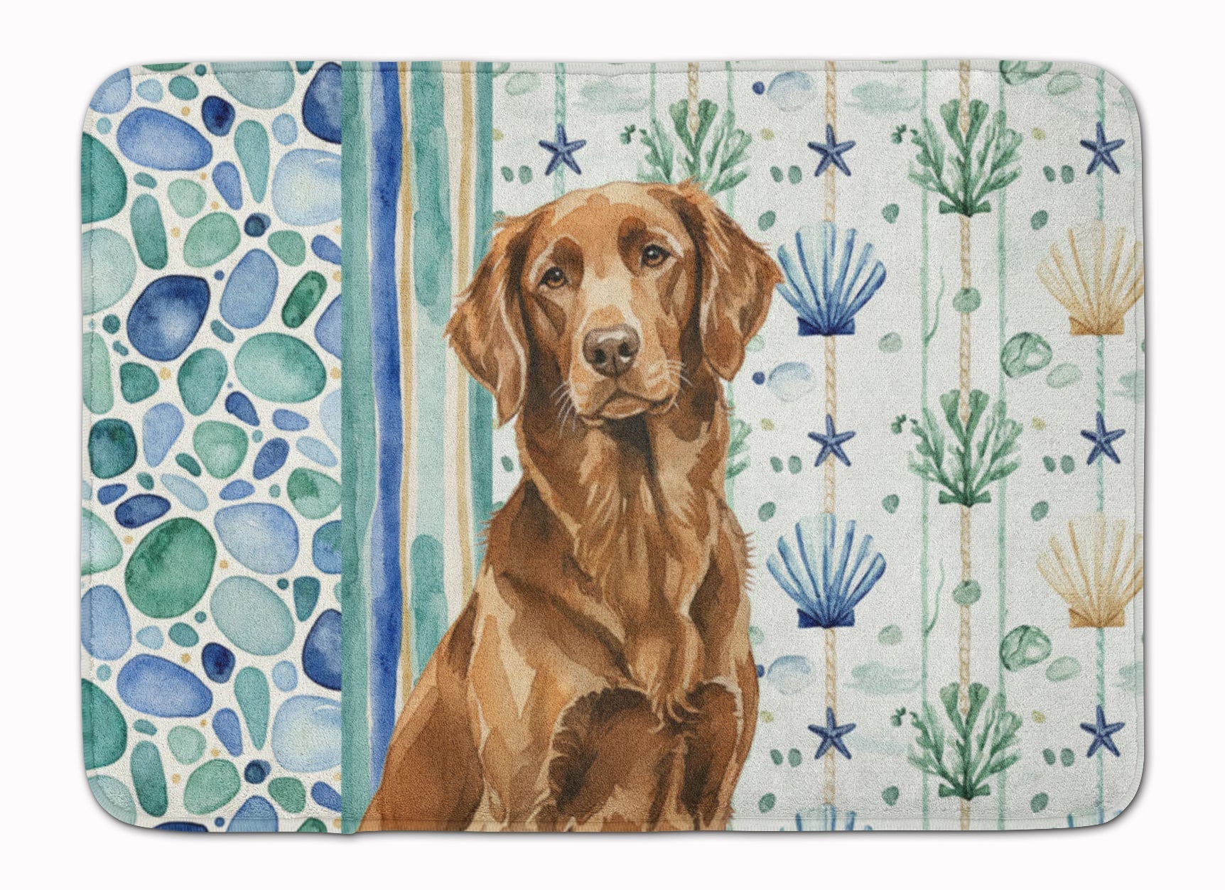 Liver Flat-Coated Retriever Coastal Sea Glass Memory Foam Kitchen Mat Machine Washable Anti-Fatigue Cushion Comfort Bath or Kitchen Rug