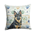 Black and Tan German Shepherd Coastal Sea Glass Decorative Throw Pillow 18x18 Indoor Outdoor Accent Cushion, Fabric Cover with Insert for Sofa, Bed, Porch & Living Room