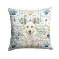 White German Shepherd Coastal Sea Glass Decorative Throw Pillow 18x18 Indoor Outdoor Accent Cushion, Fabric Cover with Insert for Sofa, Bed, Porch & Living Room