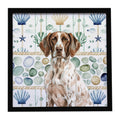 German Shorthaired Pointer Coastal Sea Glass Framed Metal Print Bathroom, Kitchen, Office, Home Decor Wall Art Ready to Hang, Square, 8X8