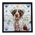 Roan German Wirehaired Pointer Coastal Sea Glass Framed Metal Print Bathroom, Kitchen, Office, Home Decor Wall Art Ready to Hang, Square, 8X8