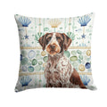Roan German Wirehaired Pointer Coastal Sea Glass Decorative Throw Pillow 14x14 Indoor Outdoor Accent Cushion, Fabric Cover with Insert for Sofa, Bed, Porch & Living Room