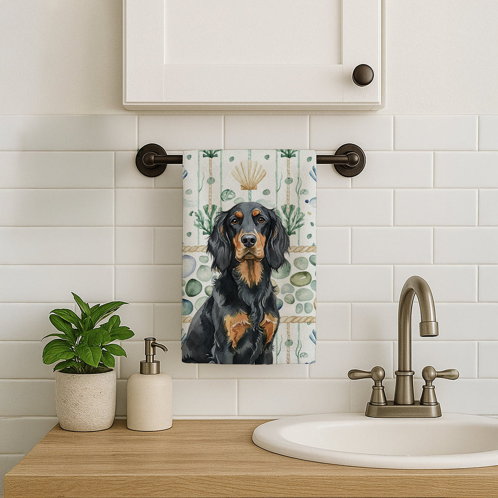 Gordon Setter Coastal Sea Glass Kitchen Towel Velour Plush Front and Cotton Loop Back Machine Washable